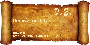 Dormány Elek névjegykártya